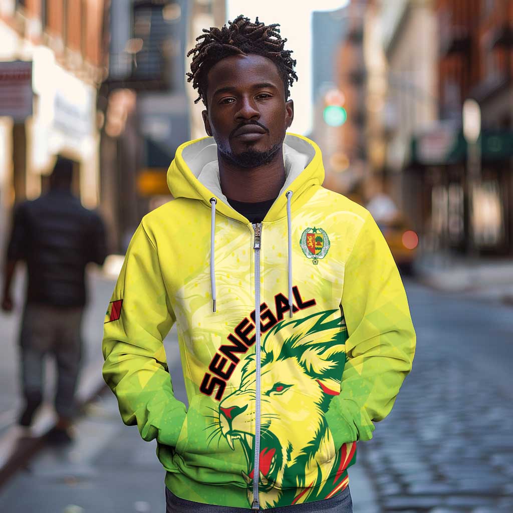 Custom Senegal Lions of Teranga Zip Hoodie Rise to Glory