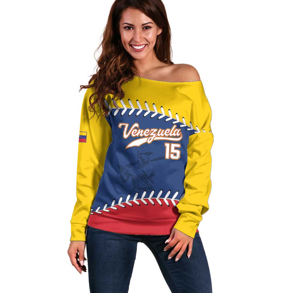 Custom Venezuela Baseball Champions Off Shoulder Sweater Vinotinto Glory 2026