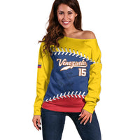 Custom Venezuela Baseball Champions Off Shoulder Sweater Vinotinto Glory 2026