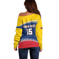 Custom Venezuela Baseball Champions Off Shoulder Sweater Vinotinto Glory 2026