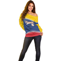Custom Venezuela Baseball Champions Off Shoulder Sweater Vinotinto Glory 2026