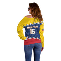 Custom Venezuela Baseball Champions Off Shoulder Sweater Vinotinto Glory 2026