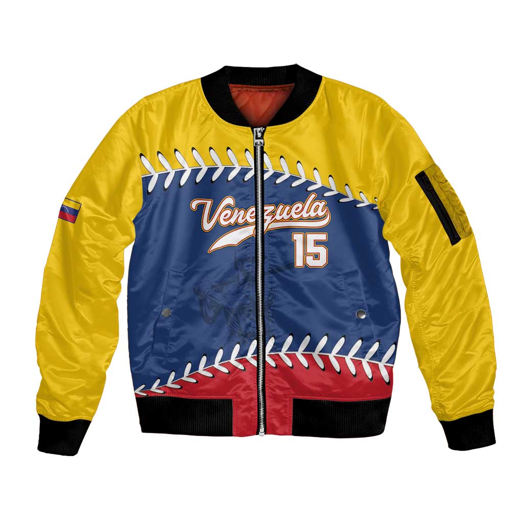 Custom Venezuela Baseball Champions Sleeve Zip Bomber Jacket Vinotinto Glory 2026