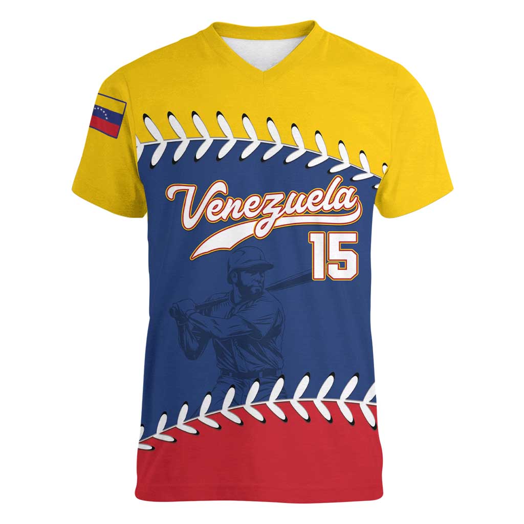 Custom Venezuela Baseball Champions Women V-Neck T-Shirt Vinotinto Glory 2026