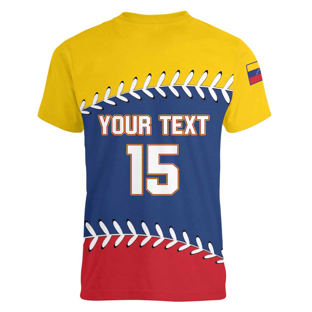 Custom Venezuela Baseball Champions Women V-Neck T-Shirt Vinotinto Glory 2026