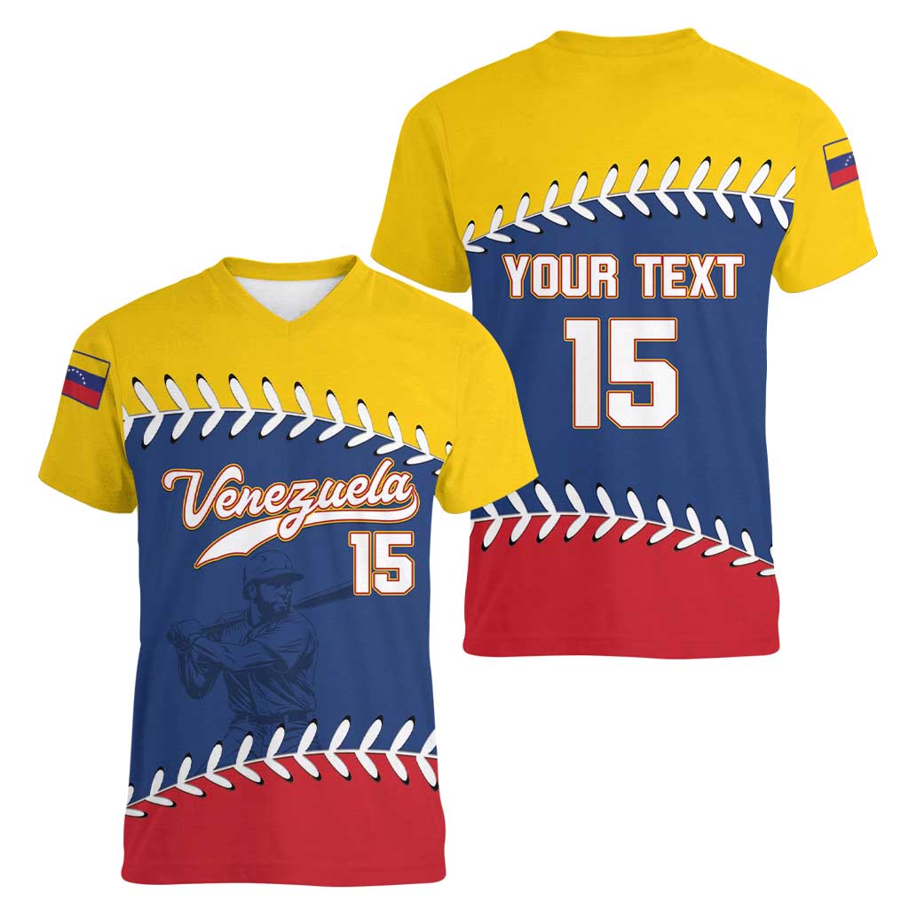 Custom Venezuela Baseball Champions Women V-Neck T-Shirt Vinotinto Glory 2026