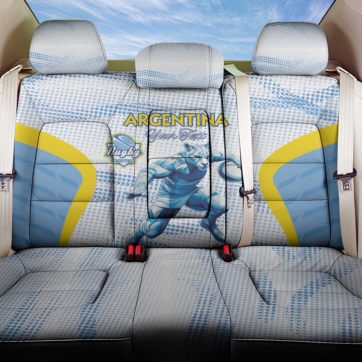 Argentina Rugby Custom Back Car Seat Cover Pumas Mascot - Sporty Style