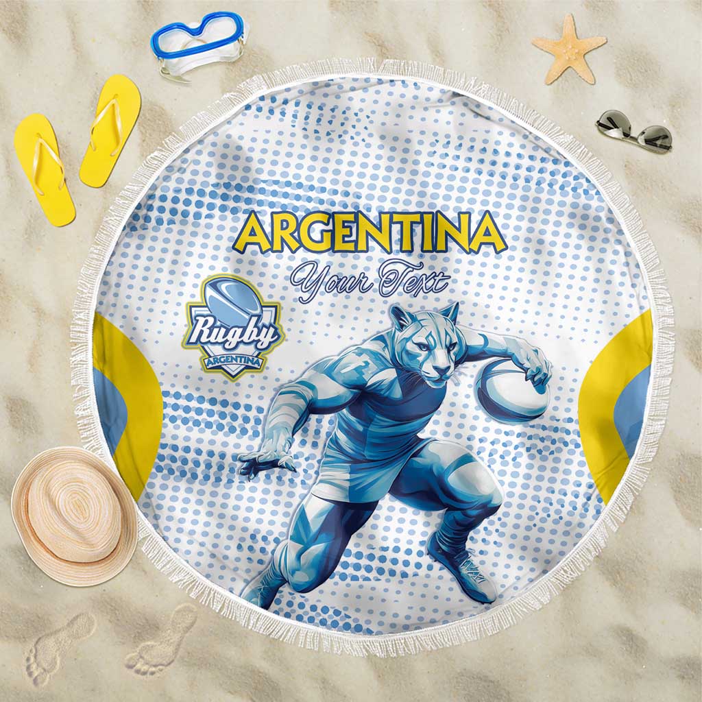 Argentina Rugby Custom Beach Blanket Pumas Mascot - Sporty Style