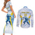 Argentina Rugby Custom Couples Matching Short Sleeve Bodycon Dress and Long Sleeve Button Shirt Pumas Mascot - Sporty Style