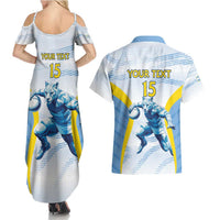 Argentina Rugby Custom Couples Matching Summer Maxi Dress and Hawaiian Shirt Pumas Mascot - Sporty Style