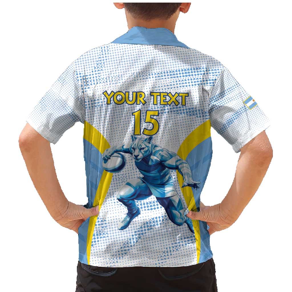 Argentina Rugby Custom Family Matching Mermaid Dress and Hawaiian Shirt Pumas Mascot - Sporty Style
