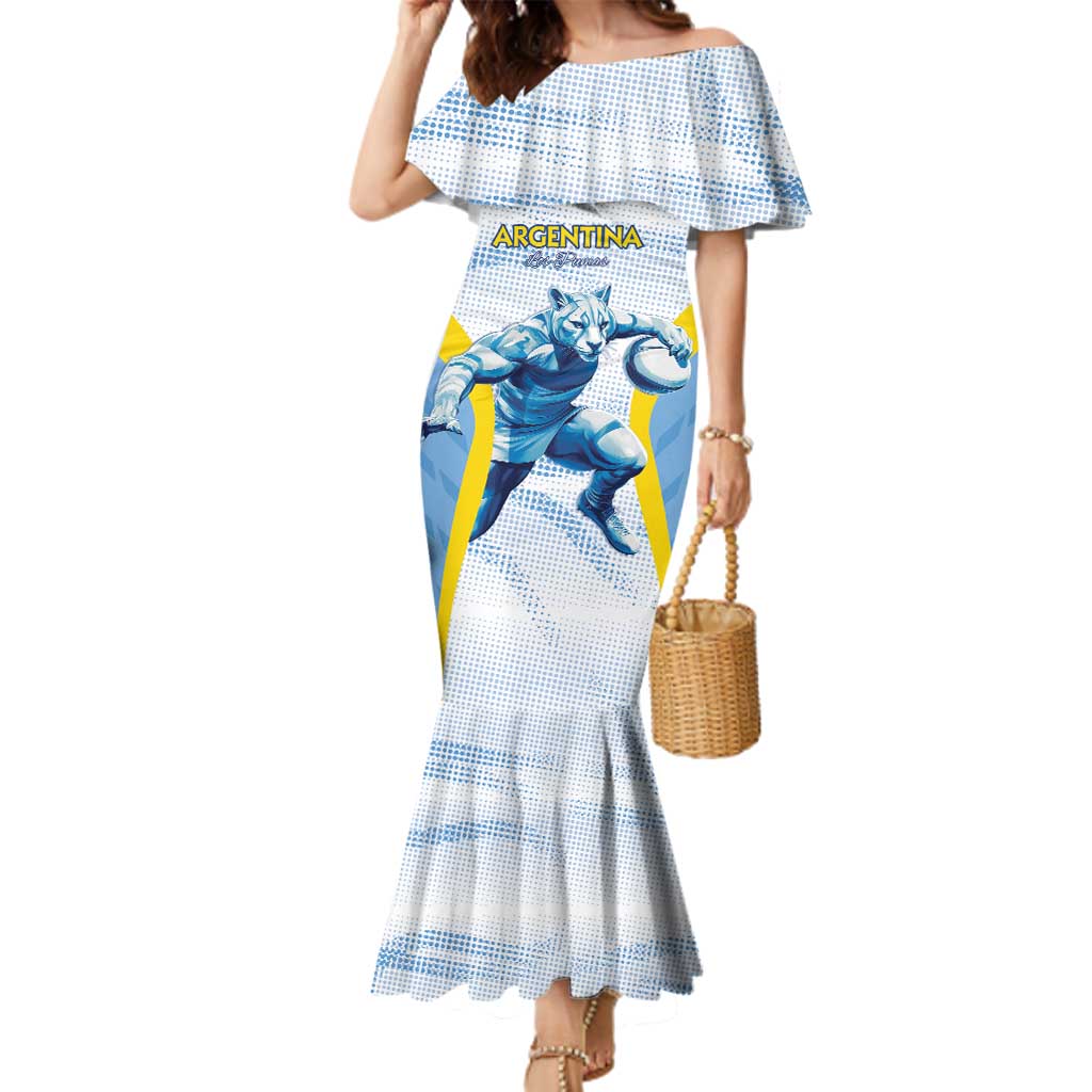 Argentina Rugby Custom Family Matching Mermaid Dress and Hawaiian Shirt Pumas Mascot - Sporty Style