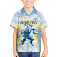 Argentina Rugby Custom Family Matching Off The Shoulder Long Sleeve Dress and Hawaiian Shirt Pumas Mascot - Sporty Style