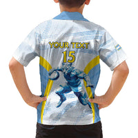 Argentina Rugby Custom Family Matching Off Shoulder Maxi Dress and Hawaiian Shirt Pumas Mascot - Sporty Style