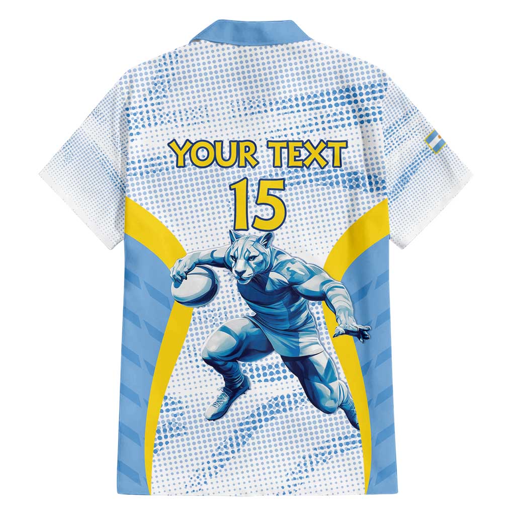 Argentina Rugby Custom Family Matching Off Shoulder Maxi Dress and Hawaiian Shirt Pumas Mascot - Sporty Style