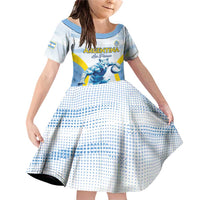 Argentina Rugby Custom Family Matching Off Shoulder Short Dress and Hawaiian Shirt Pumas Mascot - Sporty Style