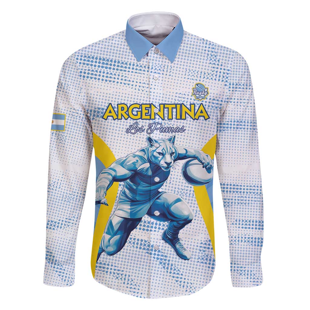 Argentina Rugby Custom Family Matching Off Shoulder Short Dress and Hawaiian Shirt Pumas Mascot - Sporty Style