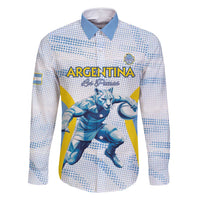 Argentina Rugby Custom Family Matching Off Shoulder Short Dress and Hawaiian Shirt Pumas Mascot - Sporty Style