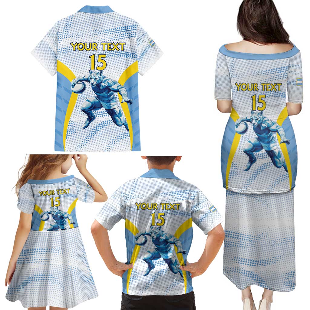Argentina Rugby Custom Family Matching Puletasi and Hawaiian Shirt Pumas Mascot - Sporty Style