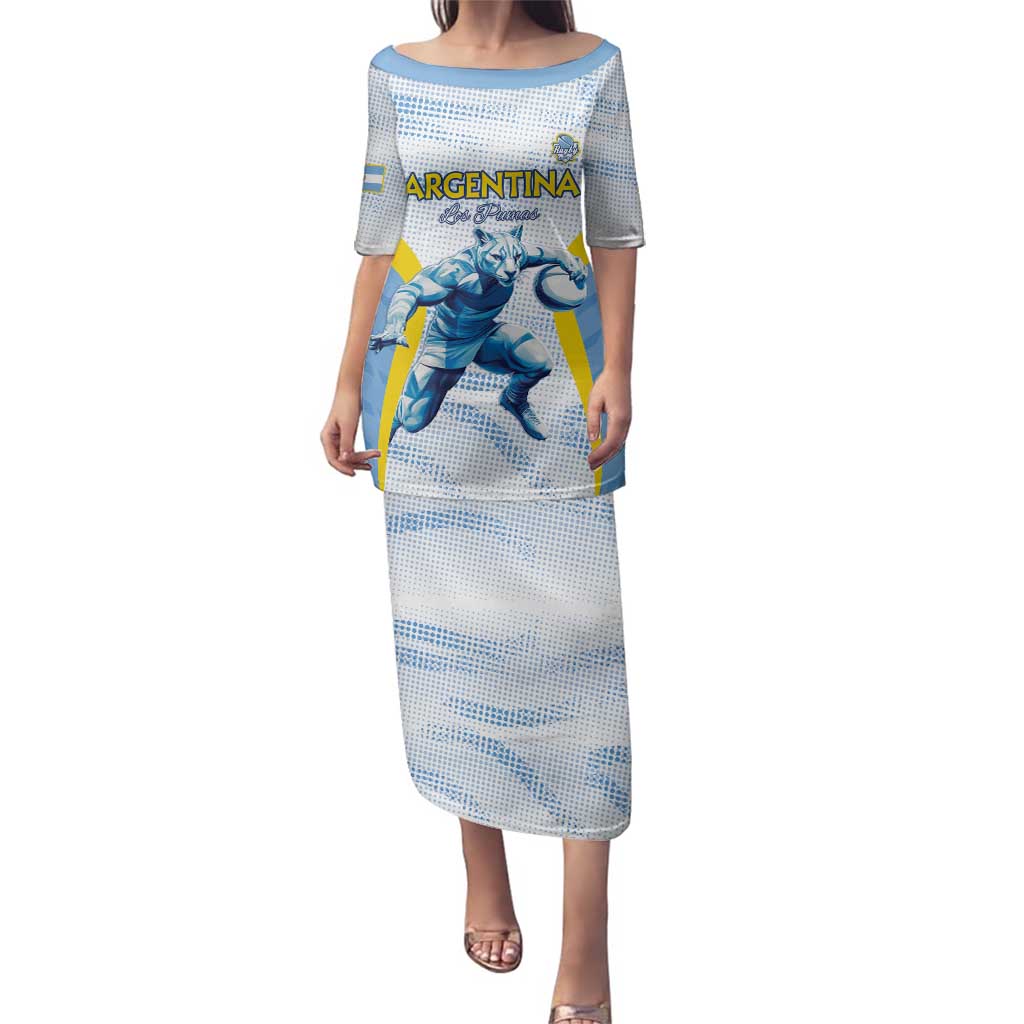 Argentina Rugby Custom Family Matching Puletasi and Hawaiian Shirt Pumas Mascot - Sporty Style