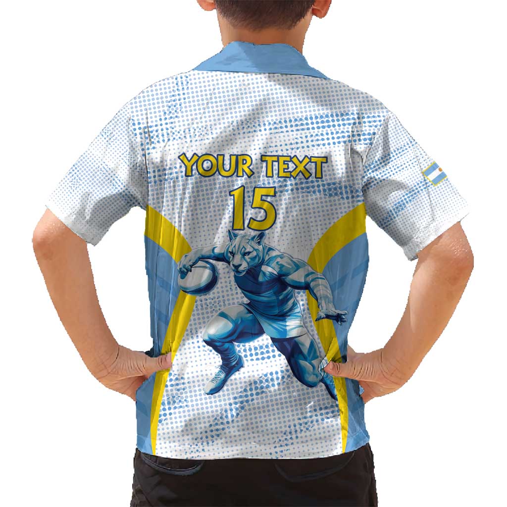 Argentina Rugby Custom Family Matching Summer Maxi Dress and Hawaiian Shirt Pumas Mascot - Sporty Style
