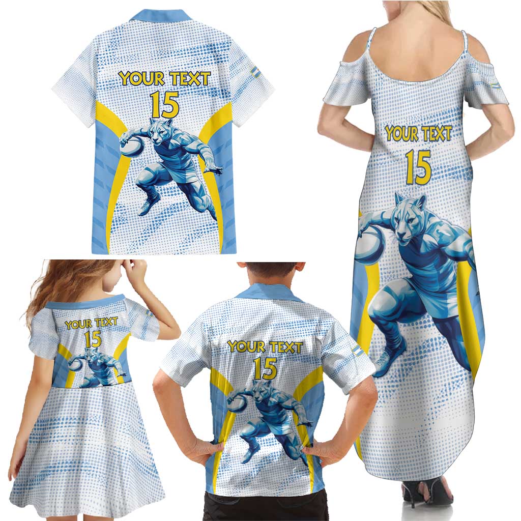 Argentina Rugby Custom Family Matching Summer Maxi Dress and Hawaiian Shirt Pumas Mascot - Sporty Style
