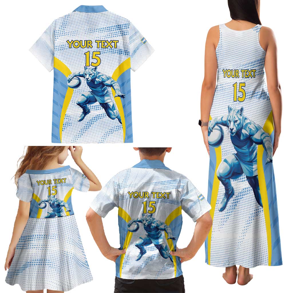 Argentina Rugby Custom Family Matching Tank Maxi Dress and Hawaiian Shirt Pumas Mascot - Sporty Style