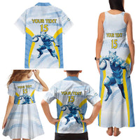 Argentina Rugby Custom Family Matching Tank Maxi Dress and Hawaiian Shirt Pumas Mascot - Sporty Style