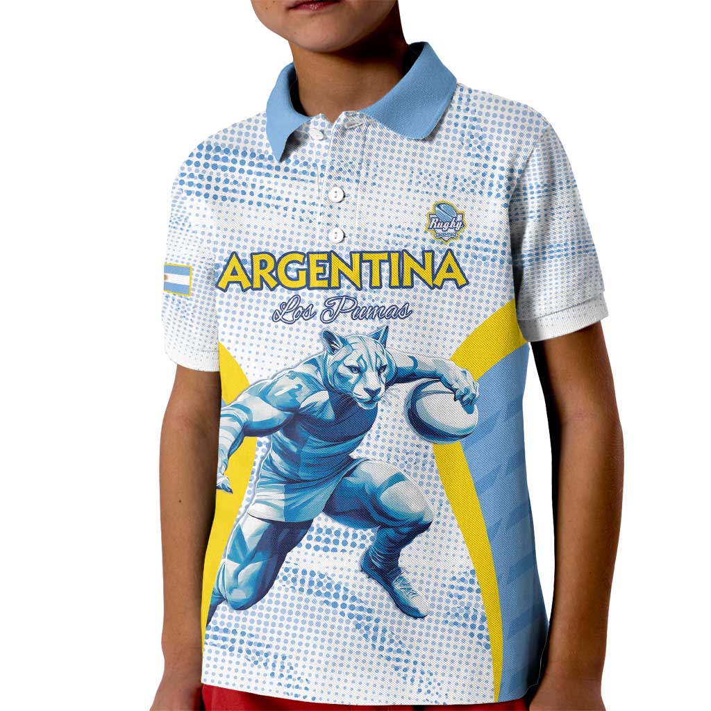 Argentina Rugby Custom Kid Polo Shirt Pumas Mascot - Sporty Style