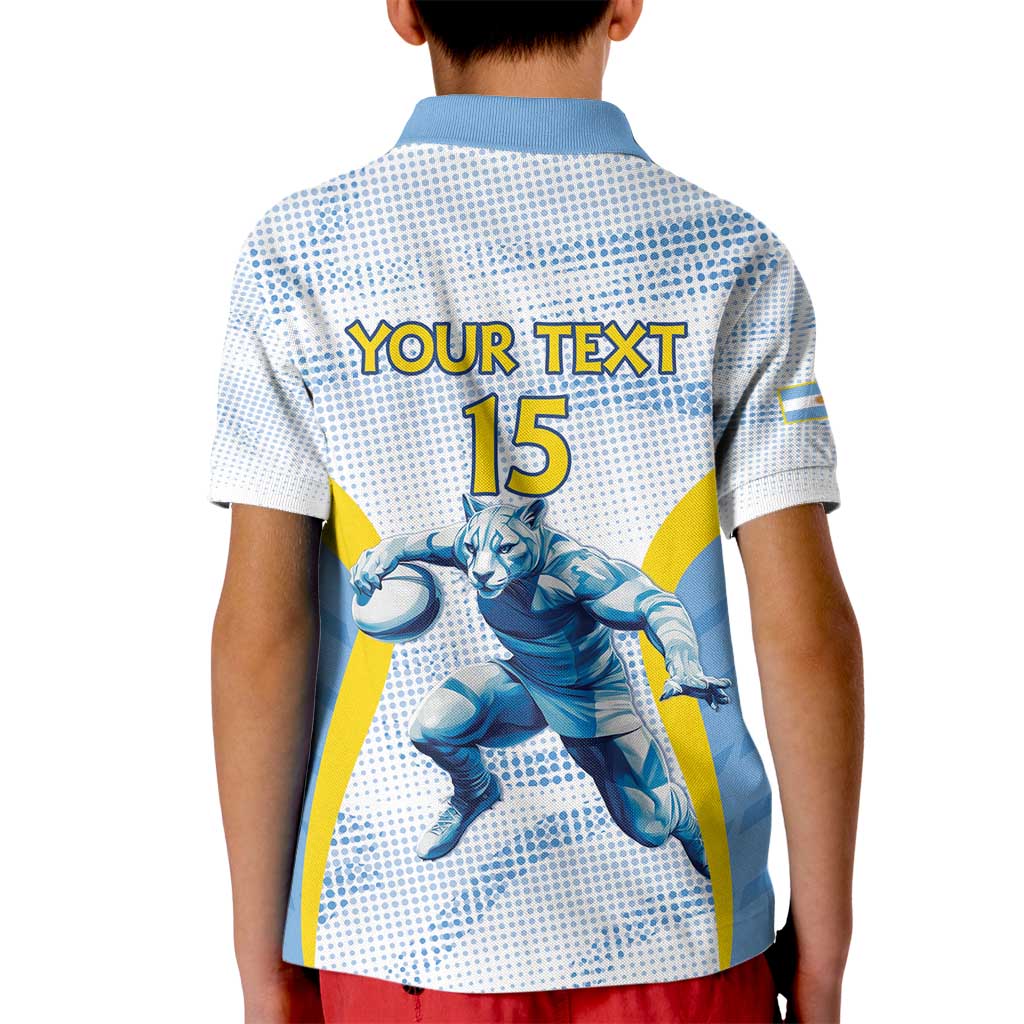Argentina Rugby Custom Kid Polo Shirt Pumas Mascot - Sporty Style