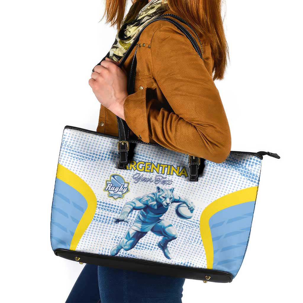 Argentina Rugby Custom Leather Tote Bag Pumas Mascot - Sporty Style