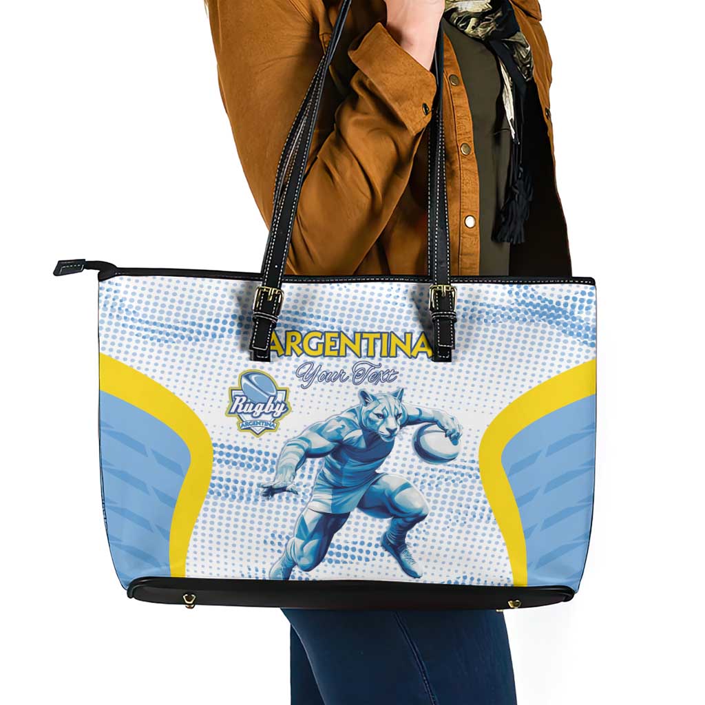 Argentina Rugby Custom Leather Tote Bag Pumas Mascot - Sporty Style