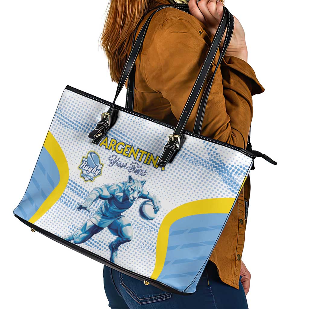 Argentina Rugby Custom Leather Tote Bag Pumas Mascot - Sporty Style