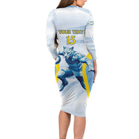 Argentina Rugby Custom Long Sleeve Bodycon Dress Pumas Mascot - Sporty Style
