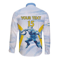 Argentina Rugby Custom Long Sleeve Button Shirt Pumas Mascot - Sporty Style