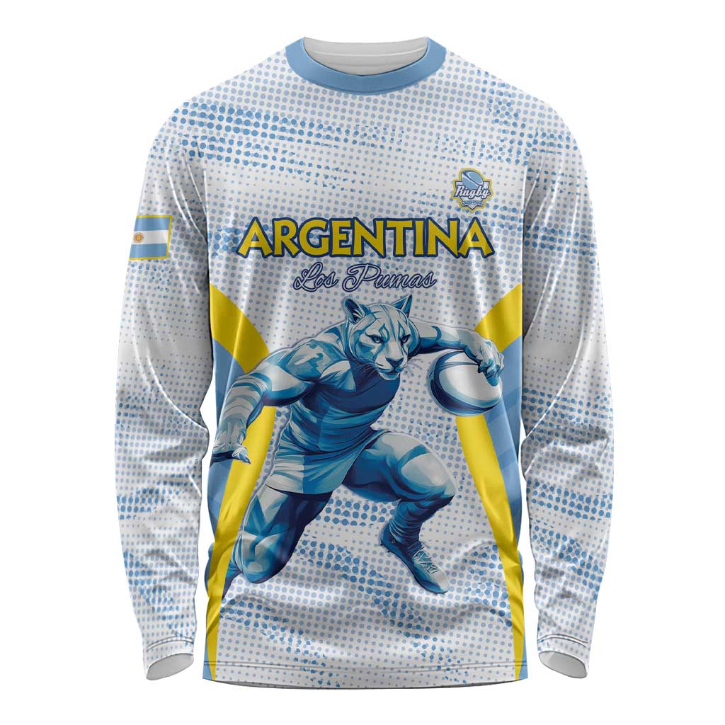 Argentina Rugby Custom Long Sleeve Shirt Pumas Mascot - Sporty Style