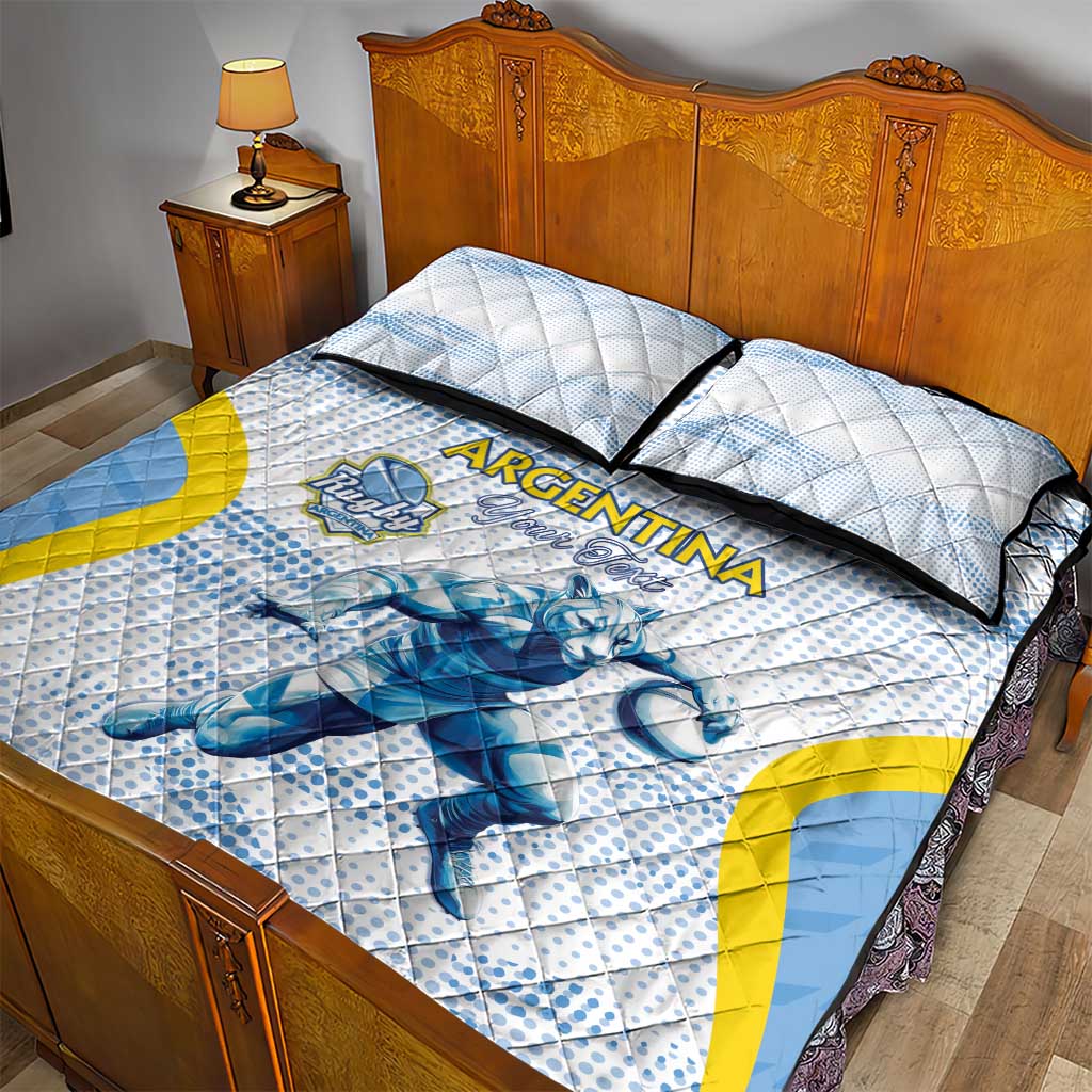 Argentina Rugby Custom Quilt Bed Set Pumas Mascot - Sporty Style