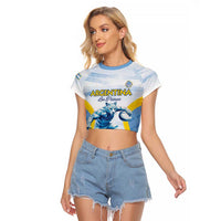 Argentina Rugby Custom Raglan Cropped T Shirt Pumas Mascot - Sporty Style