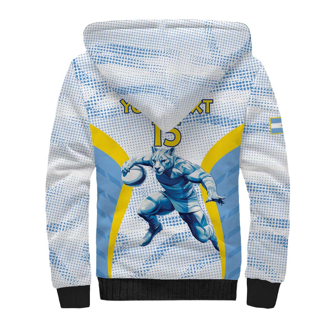 Argentina Rugby Custom Sherpa Hoodie Pumas Mascot - Sporty Style