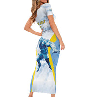 Argentina Rugby Custom Short Sleeve Bodycon Dress Pumas Mascot - Sporty Style