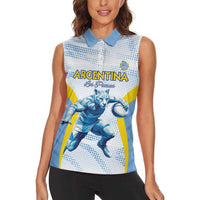 Argentina Rugby Custom Women Sleeveless Polo Shirt Pumas Mascot - Sporty Style