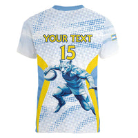 Argentina Rugby Custom Women V-Neck T-Shirt Pumas Mascot - Sporty Style