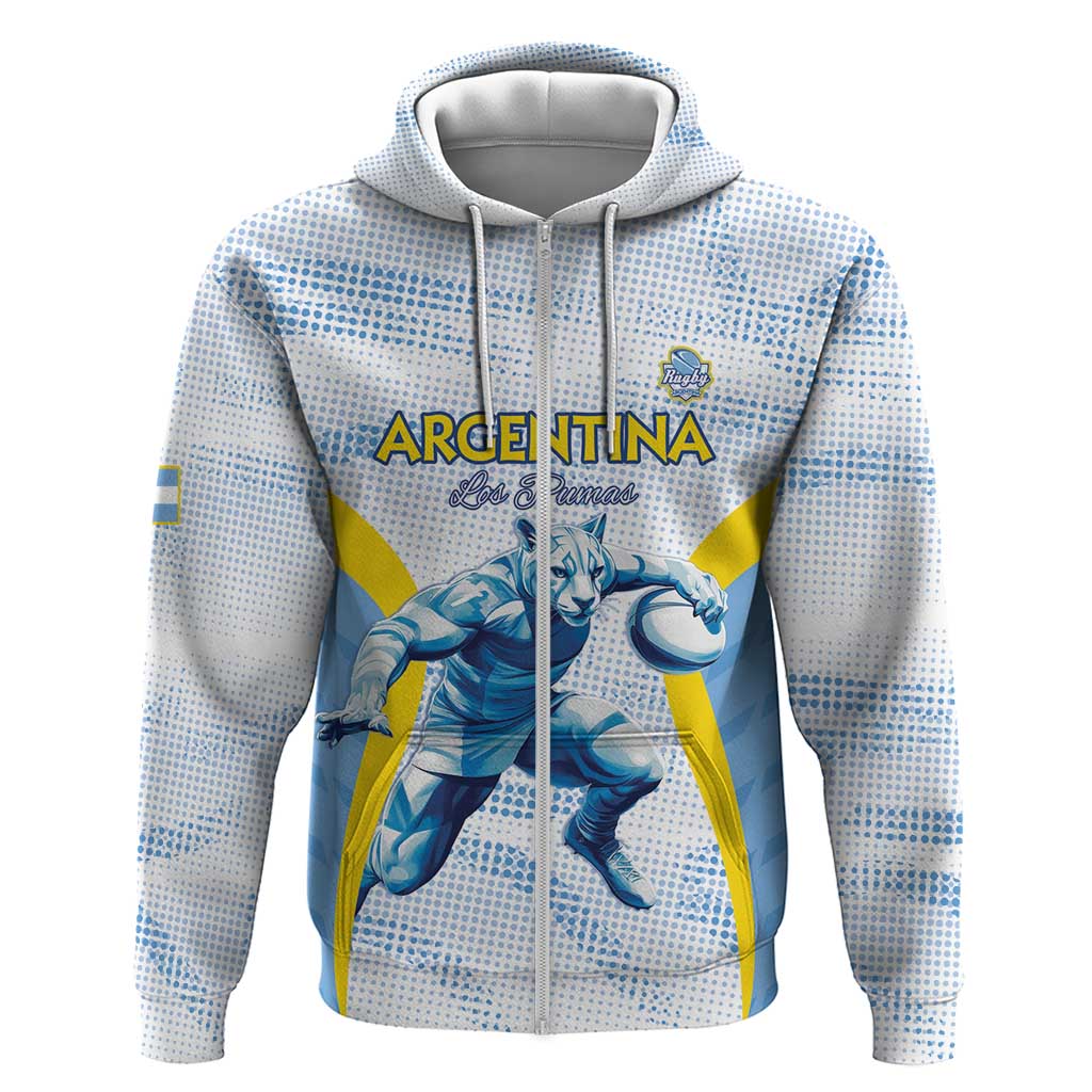 Argentina Rugby Custom Zip Hoodie Pumas Mascot - Sporty Style