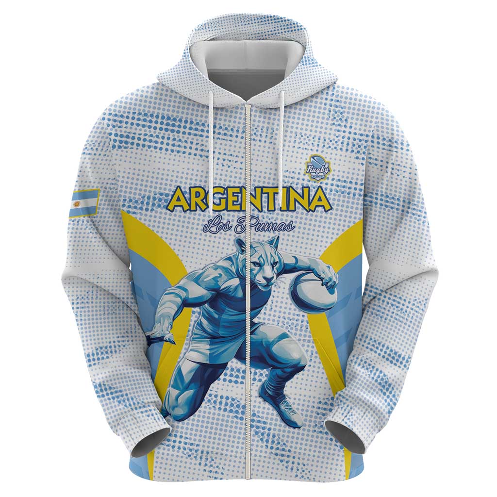 Argentina Rugby Custom Zip Hoodie Pumas Mascot - Sporty Style