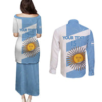 Argentina Rugby Custom Couples Matching Puletasi and Long Sleeve Button Shirt Go Los Pumas