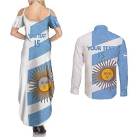 Argentina Rugby Custom Couples Matching Summer Maxi Dress and Long Sleeve Button Shirt Go Los Pumas