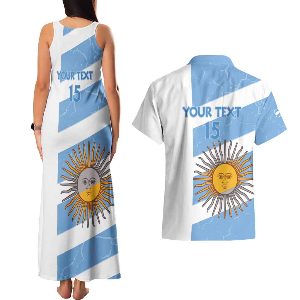 Argentina Rugby Custom Couples Matching Tank Maxi Dress and Hawaiian Shirt Go Los Pumas