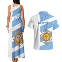 Argentina Rugby Custom Couples Matching Tank Maxi Dress and Hawaiian Shirt Go Los Pumas