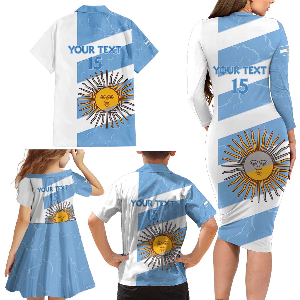 Argentina Rugby Custom Family Matching Long Sleeve Bodycon Dress and Hawaiian Shirt Go Los Pumas