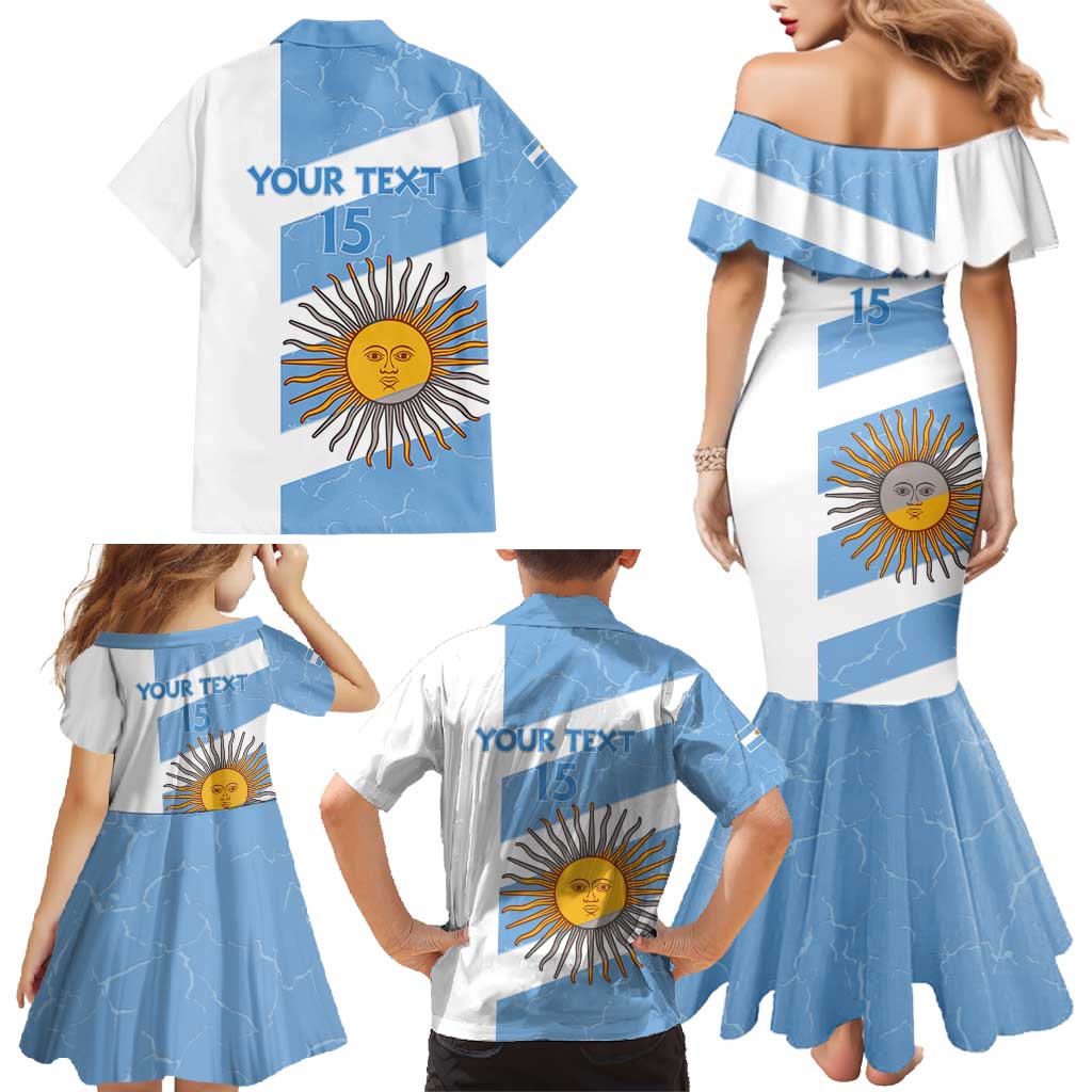 Argentina Rugby Custom Family Matching Mermaid Dress and Hawaiian Shirt Go Los Pumas